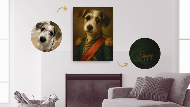 B!NKY | CUSTOM DOG PORTRAIT of a Chihuahua in a pink jacket, showcasing UNIQUE CUSTOM ARTWORK BASED ON YOUR DOG’S PHOTO.