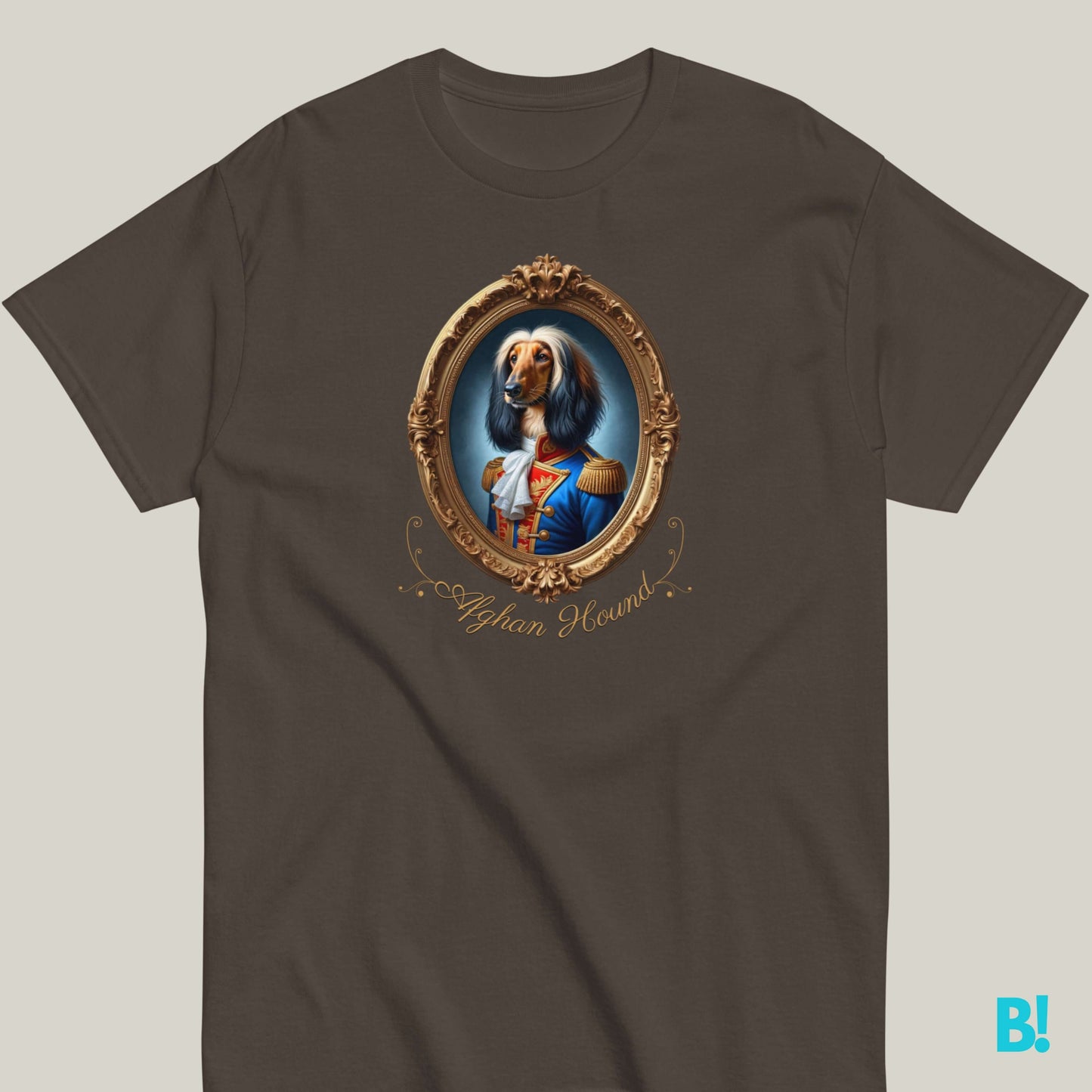 Afghan Hound Napoleon Dog T-shirt – 100% Cotton Afghan Hound fans, get this elegant Napoleon dog portrait T-shirt! Soft cotton in 7 colors. A stylish choice for dog lovers! €29.50 B!NKY Comfywear