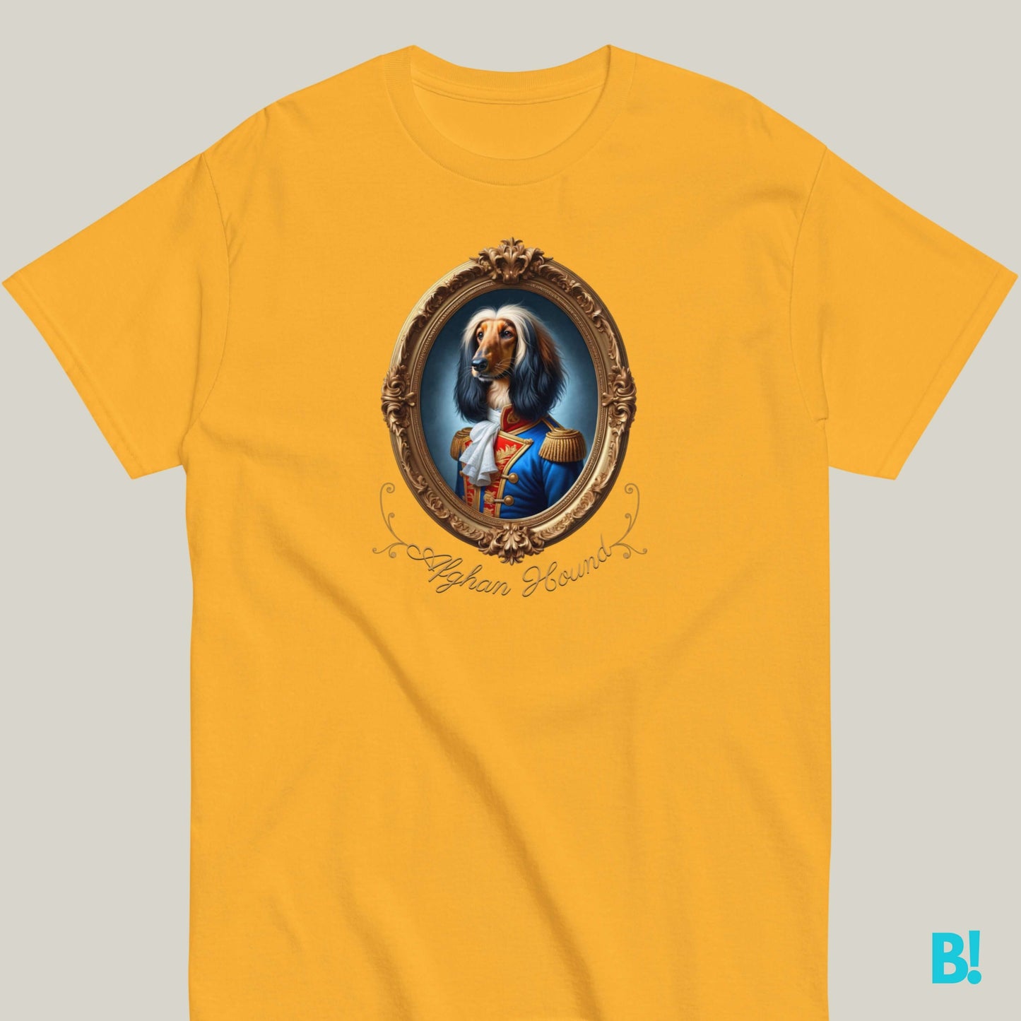 Afghan Hound Napoleon Dog T-shirt – 100% Cotton Afghan Hound fans, get this elegant Napoleon dog portrait T-shirt! Soft cotton in 7 colors. A stylish choice for dog lovers! €29.50 B!NKY Comfywear