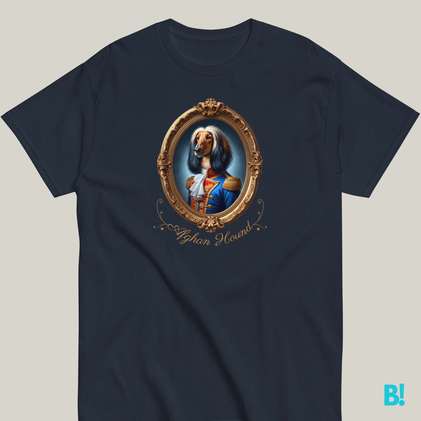 Afghan Hound Napoleon Dog T-shirt – 100% Cotton Afghan Hound fans, get this elegant Napoleon dog portrait T-shirt! Soft cotton in 7 colors. A stylish choice for dog lovers! €29.50 B!NKY Comfywear