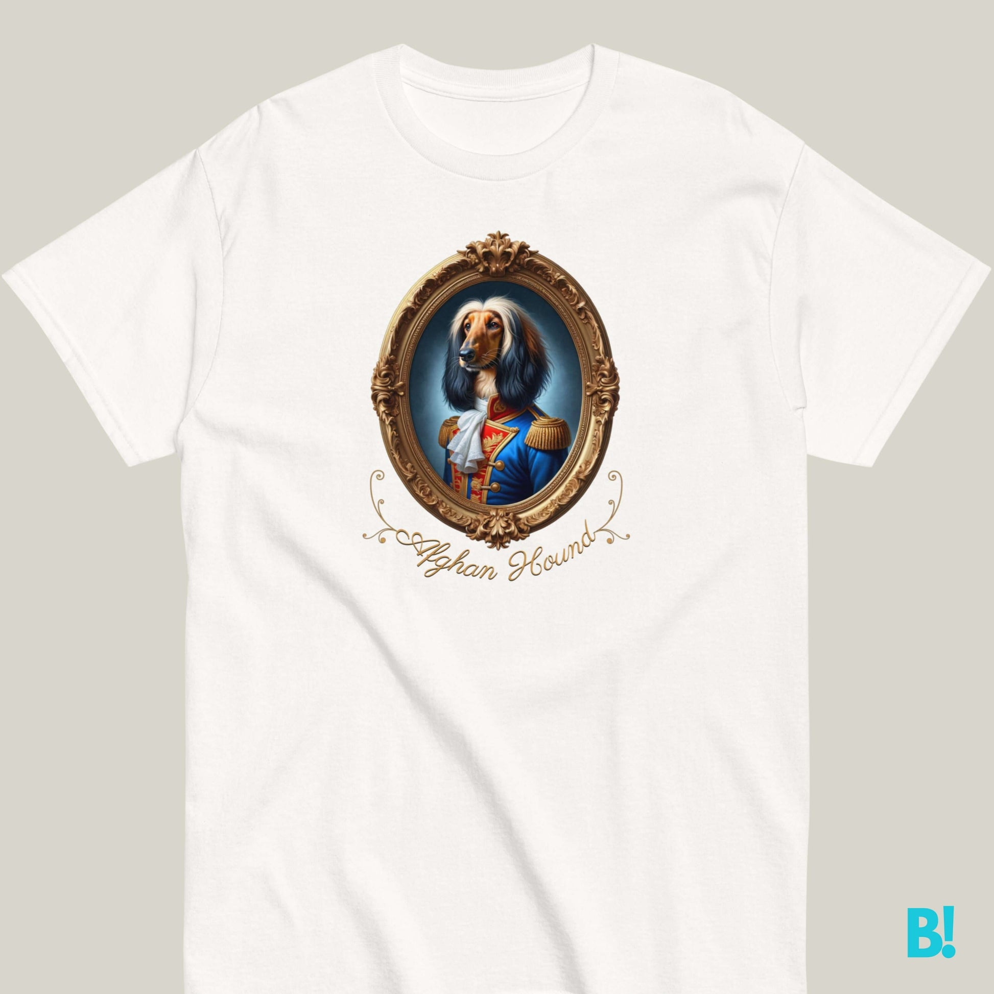 Afghan Hound Napoleon Dog T-shirt – 100% Cotton Afghan Hound fans, get this elegant Napoleon dog portrait T-shirt! Soft cotton in 7 colors. A stylish choice for dog lovers! €29.50 B!NKY Comfywear