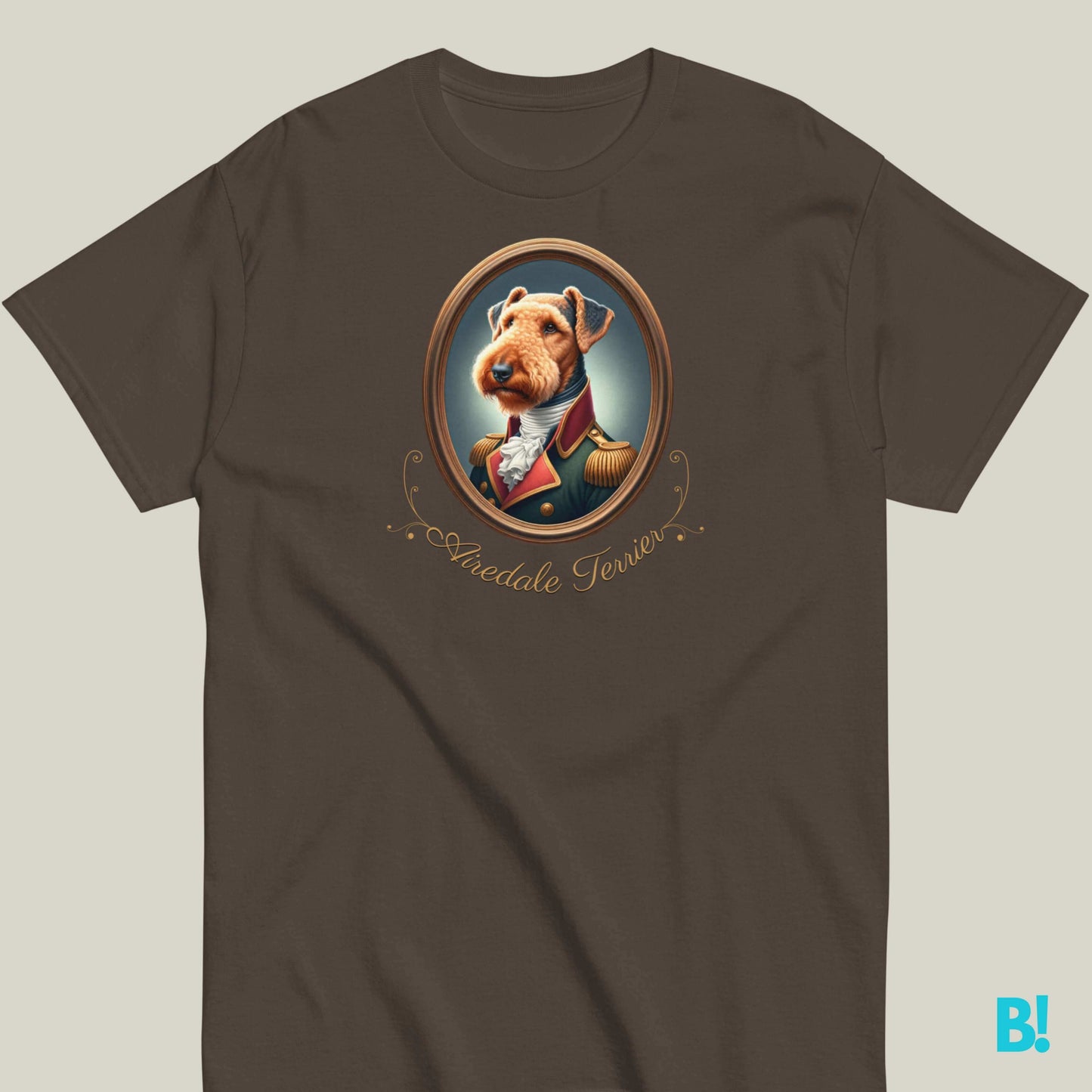 Airedale Terrier Napoleon Dog T-shirt – 100% Cotton Airedale Terrier fans, this Napoleon dog portrait T-shirt is a must-have! 100% cotton in 7 colors. Show off your unique style! €29.50 B!NKY Comfywear