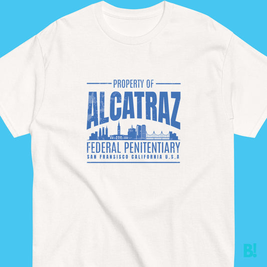 Alcatraz Legend Classic Retro Prison San Francisco T-Shirt Break Free from boring Fashion and step into the past with our Alcatraz Legend Tribute T-Shirt featuring a captivating blue design paying homage to the iconic prison, this tee is perfect for histo