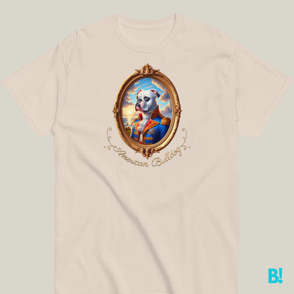 American Bulldog Napoleon Dog T-shirt – 100% Cotton Celebrate your American Bulldog with this stylish Napoleon dog portrait T-shirt. 100% cotton, 7 colors. A must for Bulldog fans! €29.50 B!NKY Comfywear