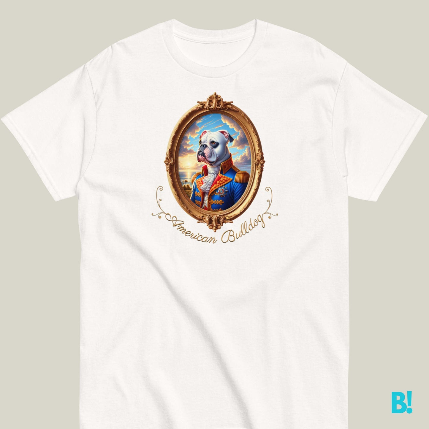 American Bulldog Napoleon Dog T-shirt – 100% Cotton Celebrate your American Bulldog with this stylish Napoleon dog portrait T-shirt. 100% cotton, 7 colors. A must for Bulldog fans! €29.50 B!NKY Comfywear