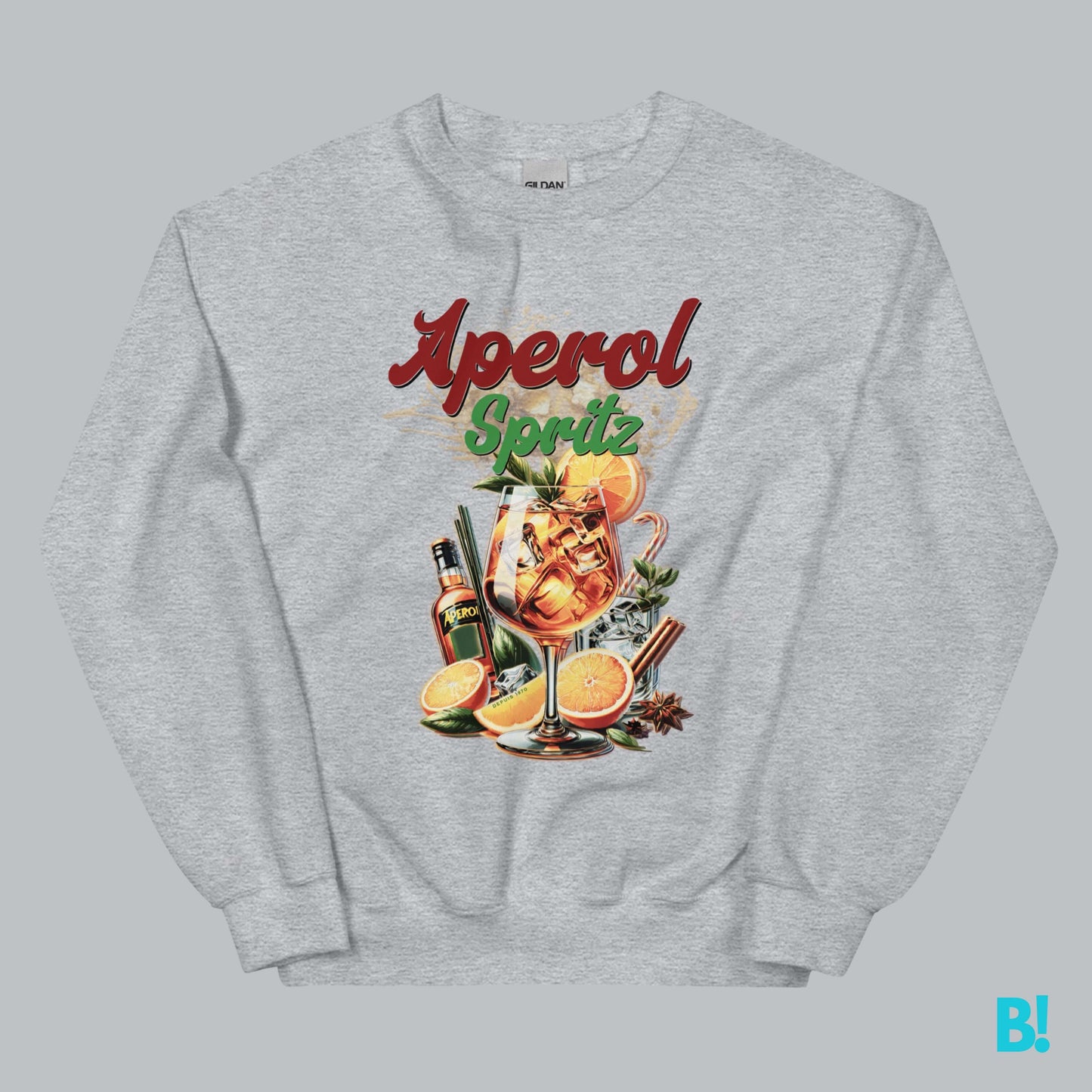 Aperol Spritz Sweater | Retro 50's Style | BINKY Sweaters Discover the Aperol Spritz Sweater with a retro 50's style print. Made from a soft cotton/polyester blend, available in white, grey, light blue, and sand. €39.00 B!NKY Comfywear