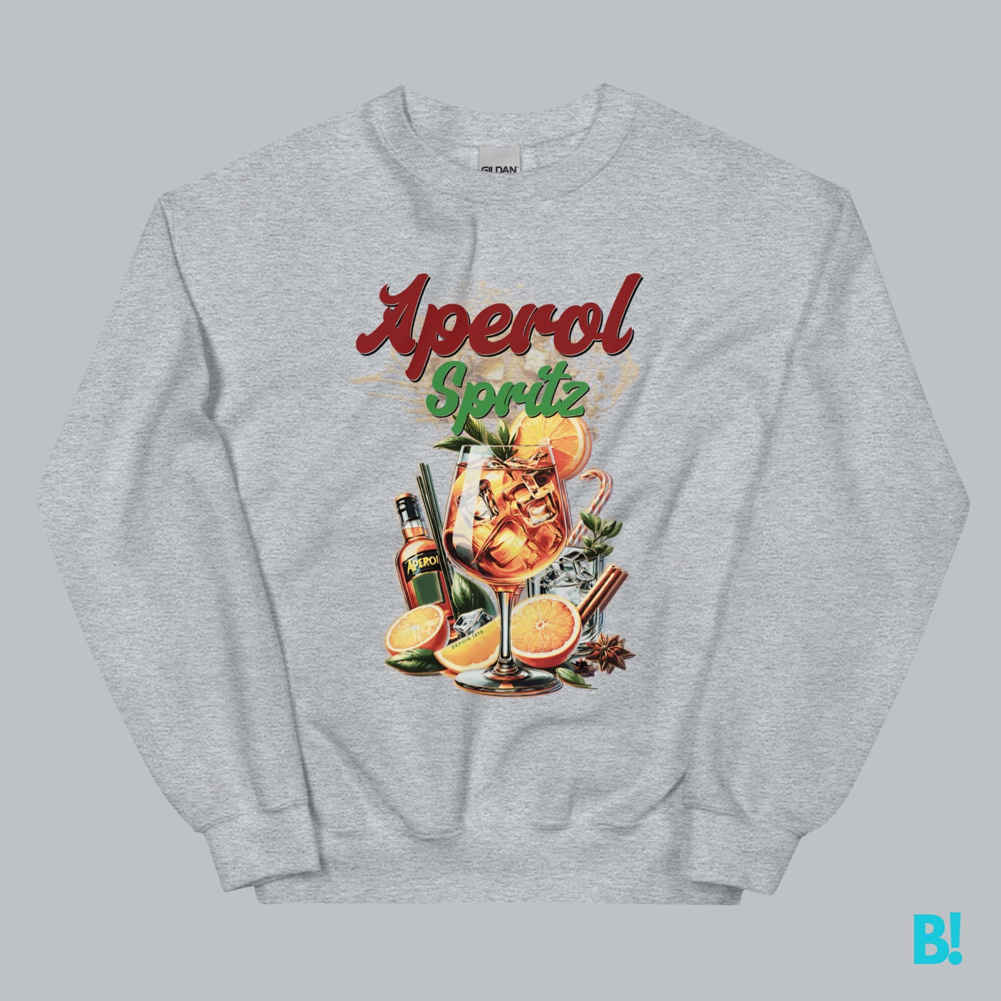 Aperol Spritz Sweater | Retro 50's Style | BINKY Sweaters Discover the Aperol Spritz Sweater with a retro 50's style print. Made from a soft cotton/polyester blend, available in white, grey, light blue, and sand. €39.00 B!NKY Comfywear