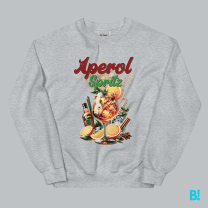 Aperol Spritz Sweater | Retro 50's Style | BINKY Sweaters Discover the Aperol Spritz Sweater with a retro 50's style print. Made from a soft cotton/polyester blend, available in white, grey, light blue, and sand. €39.00 B!NKY Comfywear