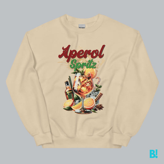 Aperol Spritz Sweater | Retro 50's Style | BINKY Sweaters Discover the Aperol Spritz Sweater with a retro 50's style print. Made from a soft cotton/polyester blend, available in white, grey, light blue, and sand. €39.00 B!NKY Comfywear