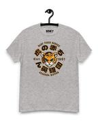 Baby Tiger T-shirt in gray featuring retro tiger design and 'Baby Tiger Heroes' text.