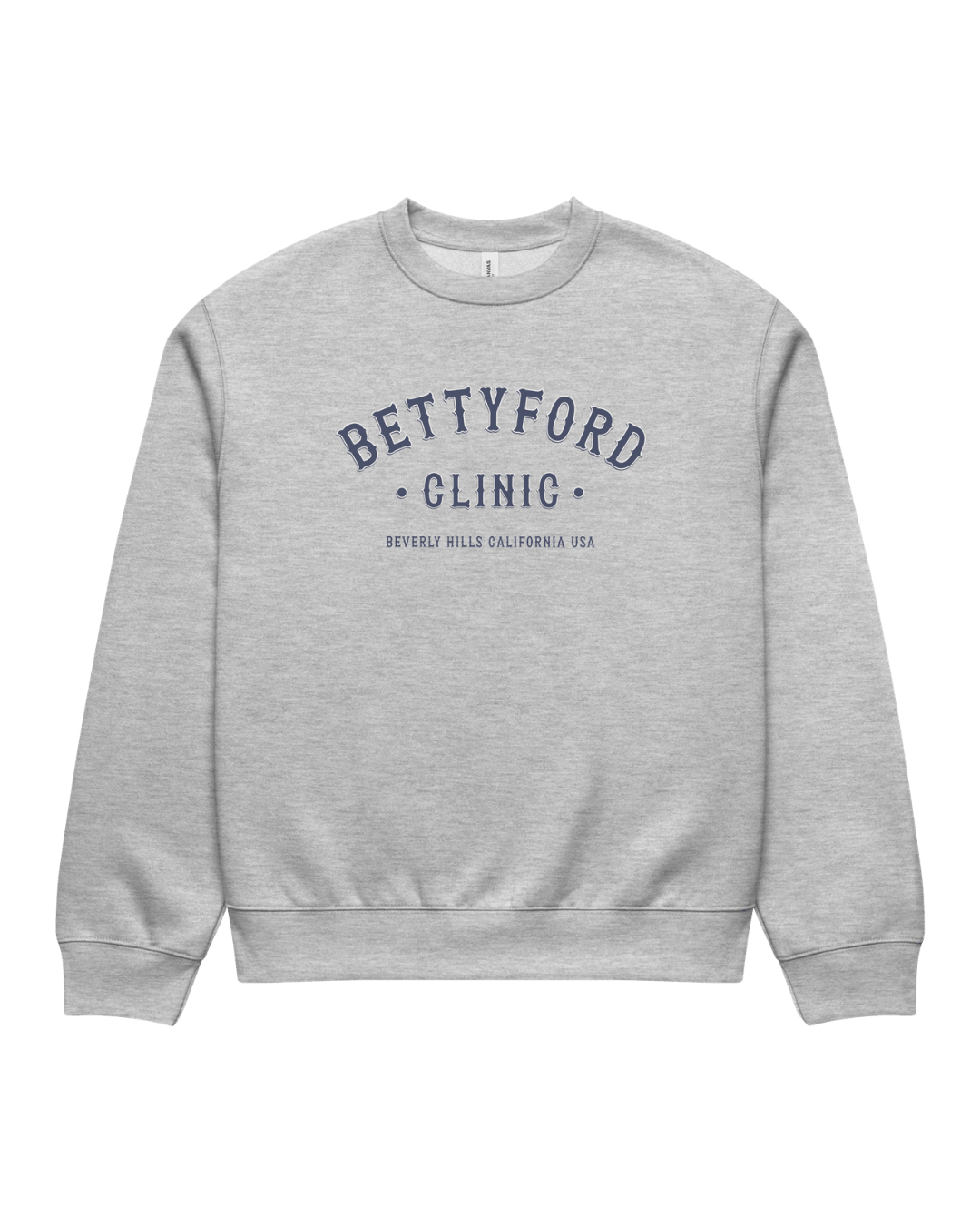 Betty Ford Clinic Heavy Sweater showcasing classic Beverly Hills design and comfy unisex style.