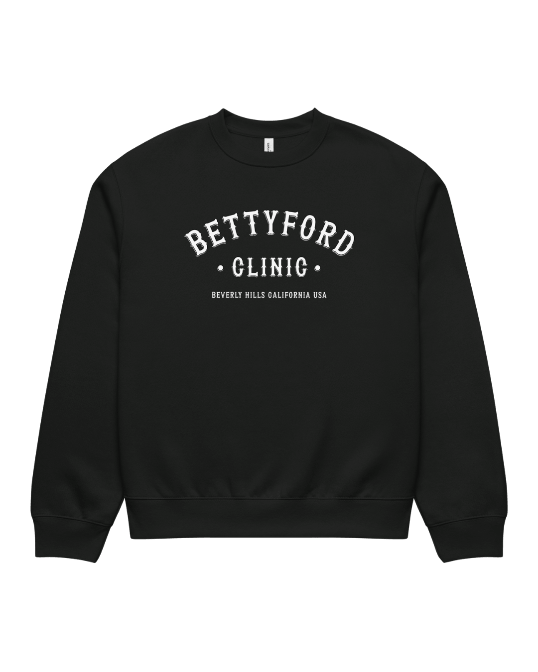 Betty Ford Clinic Heavy Sweater in black with classic Beverly Hills California logo
