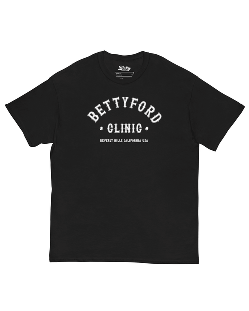 Betty Ford Clinic T-Shirt | Varsity Team featuring bold graphic, comfy fit by Binky, ideal for casual wear.