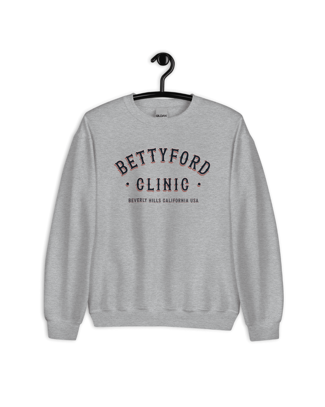 BETTY FORD CLINIC SWEATER in gray, featuring vintage graphic design, part of binky comfywear collection.
