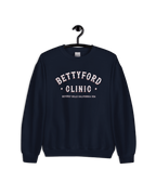 BETTY FORD CLINIC SWEATER in navy blue featuring vintage graphic, comfy style from binky comfywear.