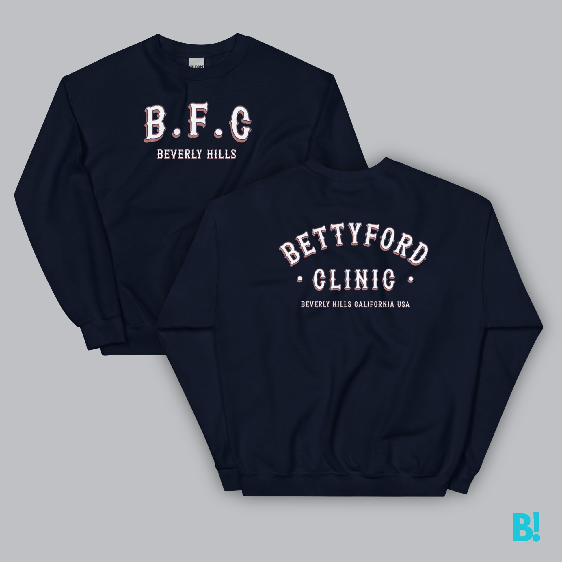 BFC BEVERLY HILLS Wrap yourself in comfort with the Classic "Betty Ford Clinic Beverly Hills" Sweater, featuring a timeless design by BinkyComfywear. Made from a 50/50 blend of pre-shrunk Cotton and Polyester this Sweater offers a Soft Feel & Perfect fit.