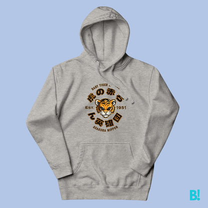 BABY TIGER HOODIE Elevate your style and express your affection for all things Tiger with inspiring our Fantasy Japanese Baby Tiger Heroes Baseball Club Hoodie, showcasing the enchanting design of 虎の赤ち ん英雄団 Stay comfy with our 100% Cotton-Faced hoodie, fe