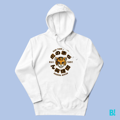 BABY TIGER HOODIE Elevate your style and express your affection for all things Tiger with inspiring our Fantasy Japanese Baby Tiger Heroes Baseball Club Hoodie, showcasing the enchanting design of 虎の赤ち ん英雄団 Stay comfy with our 100% Cotton-Faced hoodie, fe