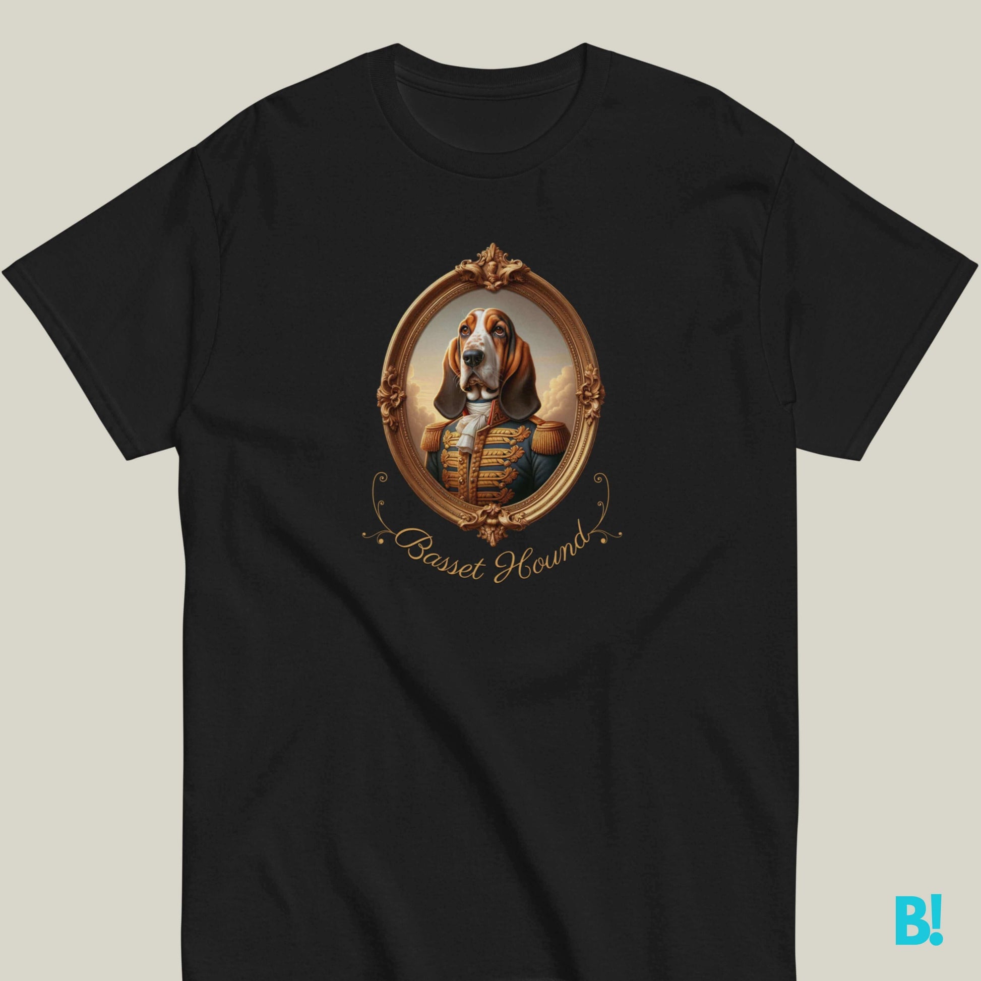 Basset Hound Napoleon Dog T-shirt – 100% Cotton Basset Hound fans, this playful Napoleon dog portrait T-shirt is perfect! Soft cotton in 7 colors. Ideal for dog lovers! €29.50 B!NKY Comfywear