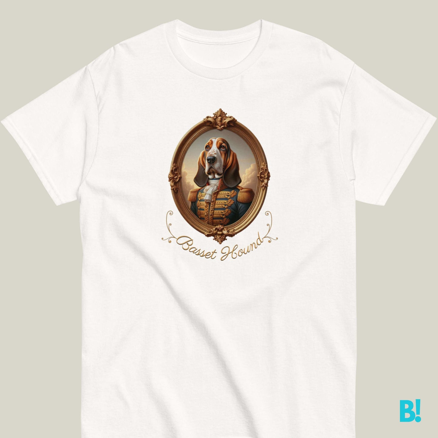 Basset Hound Napoleon Dog T-shirt – 100% Cotton Basset Hound fans, this playful Napoleon dog portrait T-shirt is perfect! Soft cotton in 7 colors. Ideal for dog lovers! €29.50 B!NKY Comfywear