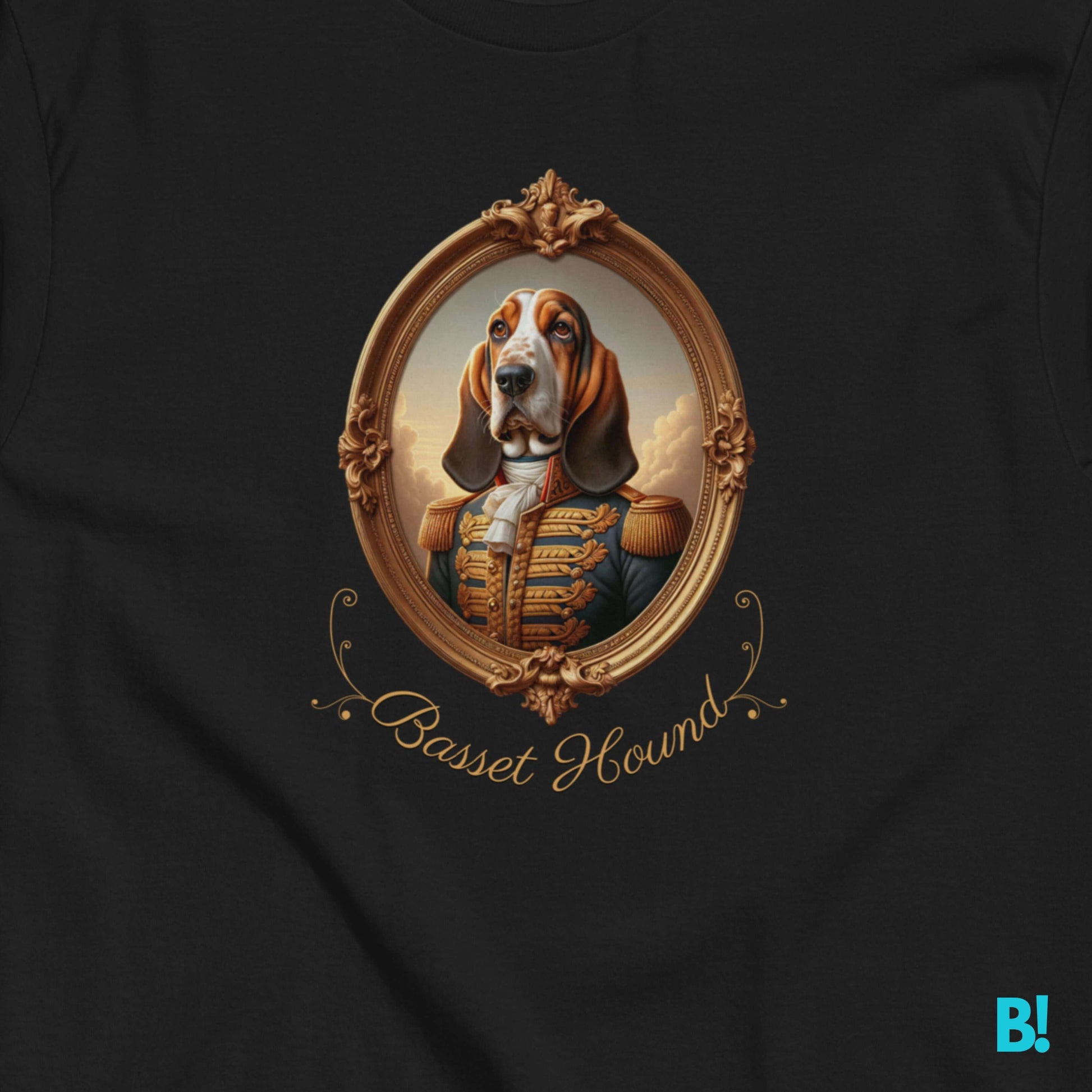 Basset Hound Napoleon Dog T-shirt – 100% Cotton Basset Hound fans, this playful Napoleon dog portrait T-shirt is perfect! Soft cotton in 7 colors. Ideal for dog lovers! €29.50 B!NKY Comfywear