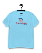 BAZOOKA JOE T-SHIRT in blue featuring classic bubble gum character illustration for nostalgic streetwear.