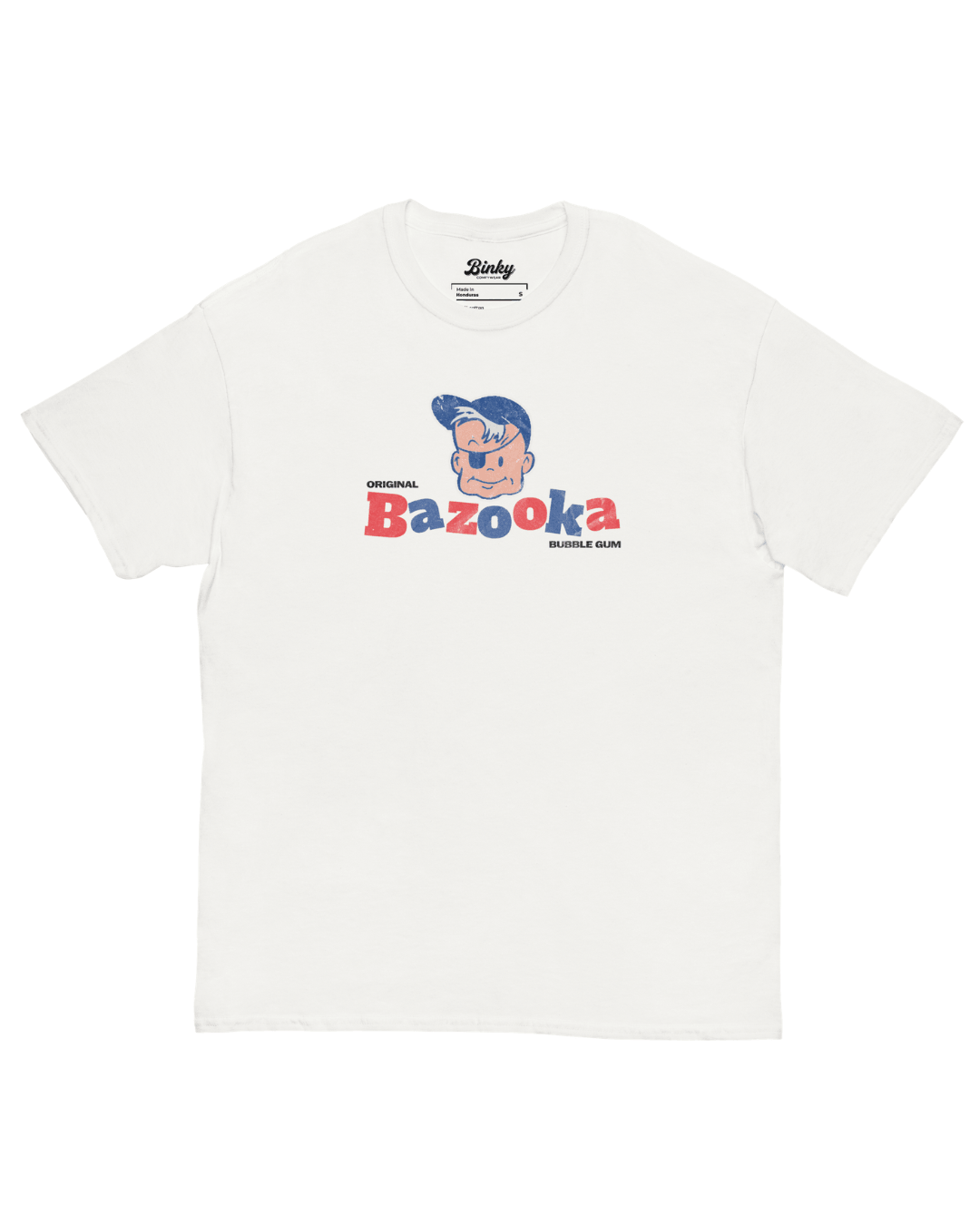 Bazooka Joe T-Shirt | Retro Bubblegum Legend on a white binky comfywear tee with reworked Bazooka graphic.