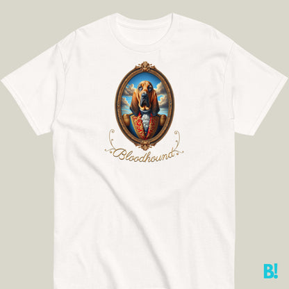 Elegant Bloodhound Portrait Tee | Unisex & Royal Colors Capture nobility with our Bloodhound Portrait Tee. Enjoy 100% cotton comfort in 7 royal colors. Perfect fit with our Size Guide! €29.50 B!NKY Comfywear