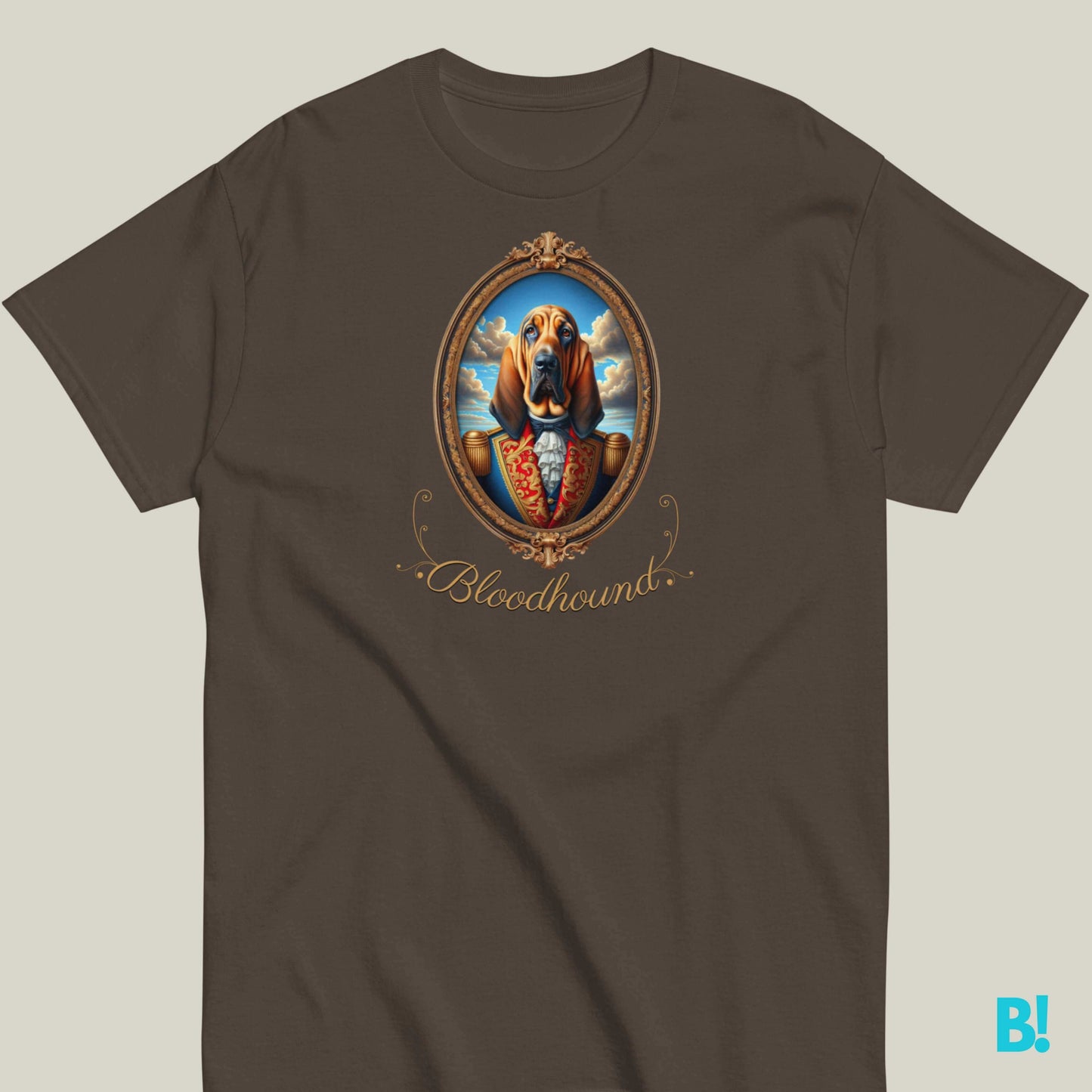 Elegant Bloodhound Portrait Tee | Unisex & Royal Colors Capture nobility with our Bloodhound Portrait Tee. Enjoy 100% cotton comfort in 7 royal colors. Perfect fit with our Size Guide! €29.50 B!NKY Comfywear