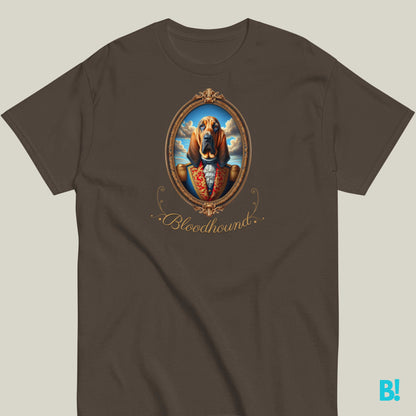 Elegant Bloodhound Portrait Tee | Unisex & Royal Colors Capture nobility with our Bloodhound Portrait Tee. Enjoy 100% cotton comfort in 7 royal colors. Perfect fit with our Size Guide! €29.50 B!NKY Comfywear