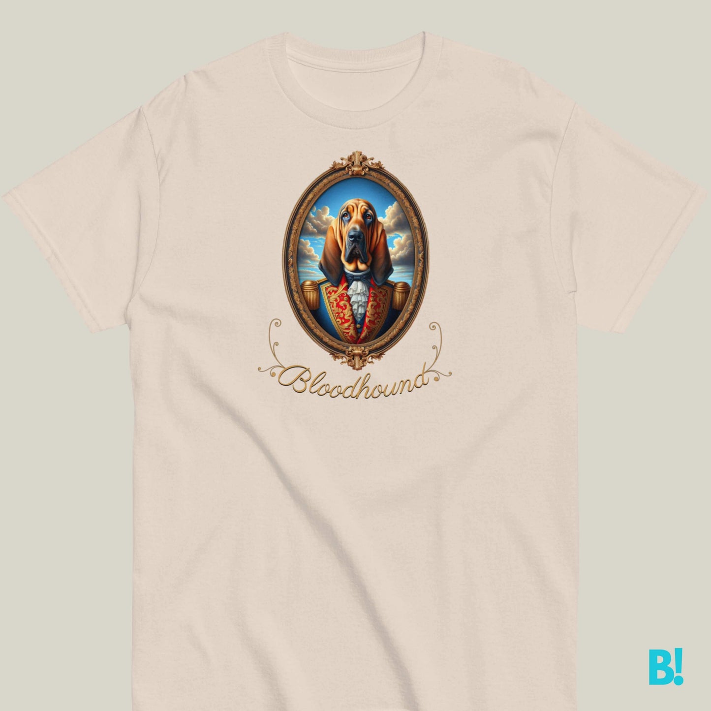 Elegant Bloodhound Portrait Tee | Unisex & Royal Colors Capture nobility with our Bloodhound Portrait Tee. Enjoy 100% cotton comfort in 7 royal colors. Perfect fit with our Size Guide! €29.50 B!NKY Comfywear
