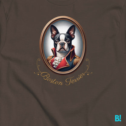 Boston Terrier Napoleon Dog T-shirt – 100% Cotton Love Boston Terriers? This Napoleon dog portrait T-shirt is perfect for you! 100% cotton, available in 7 colors. Show off your style! €29.50 B!NKY Comfywear