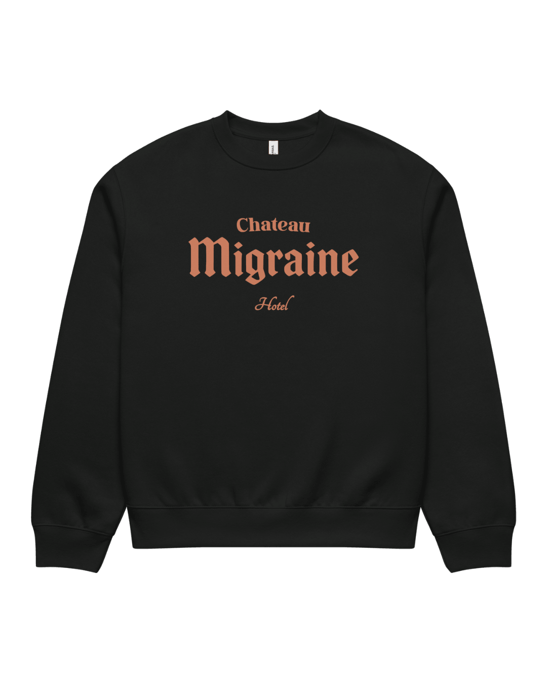Hotel Migraine Heavy Sweater featuring Chateau Migraine design in stylish black for a chic statement look.