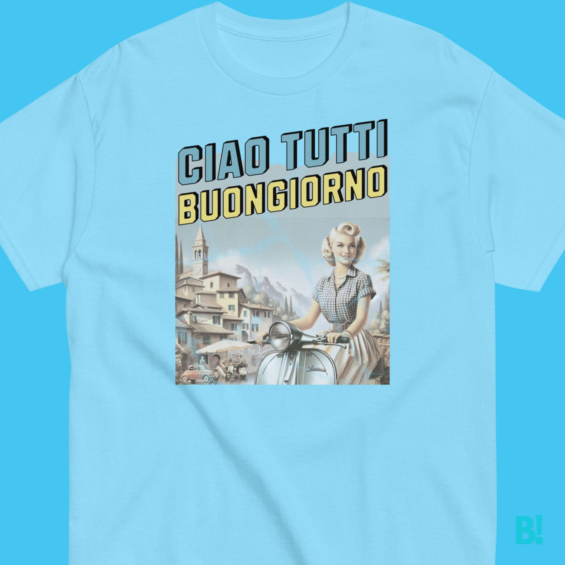 Ciao Tutti Buongiorno Classic Italian Graphic Cotton T-Shirt Ciao Tutti Buongiorno, time for a new look! A greeting and a smile in one T-Shirt! Say hello to your new favorite t-shirt! €29.50 B!NKY Comfywear