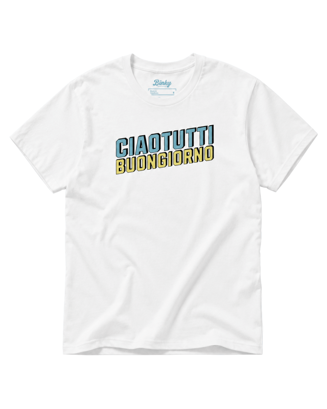 Ciao Tutti T-Shirt | Buongiorno Classic front view with bold text design