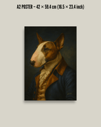 PERSONALIZED DOG PORTRAIT POSTER featuring a dog in a formal coat, printed on high-quality paper.