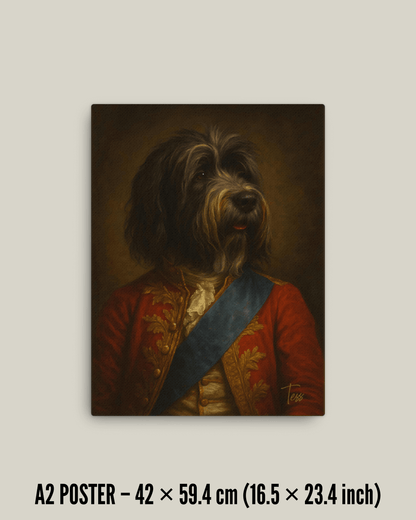 Gepersonaliseerd hondenportret op canvas, hondenportret cadeau in luxe afwerking, 42 x 59.4 cm.
