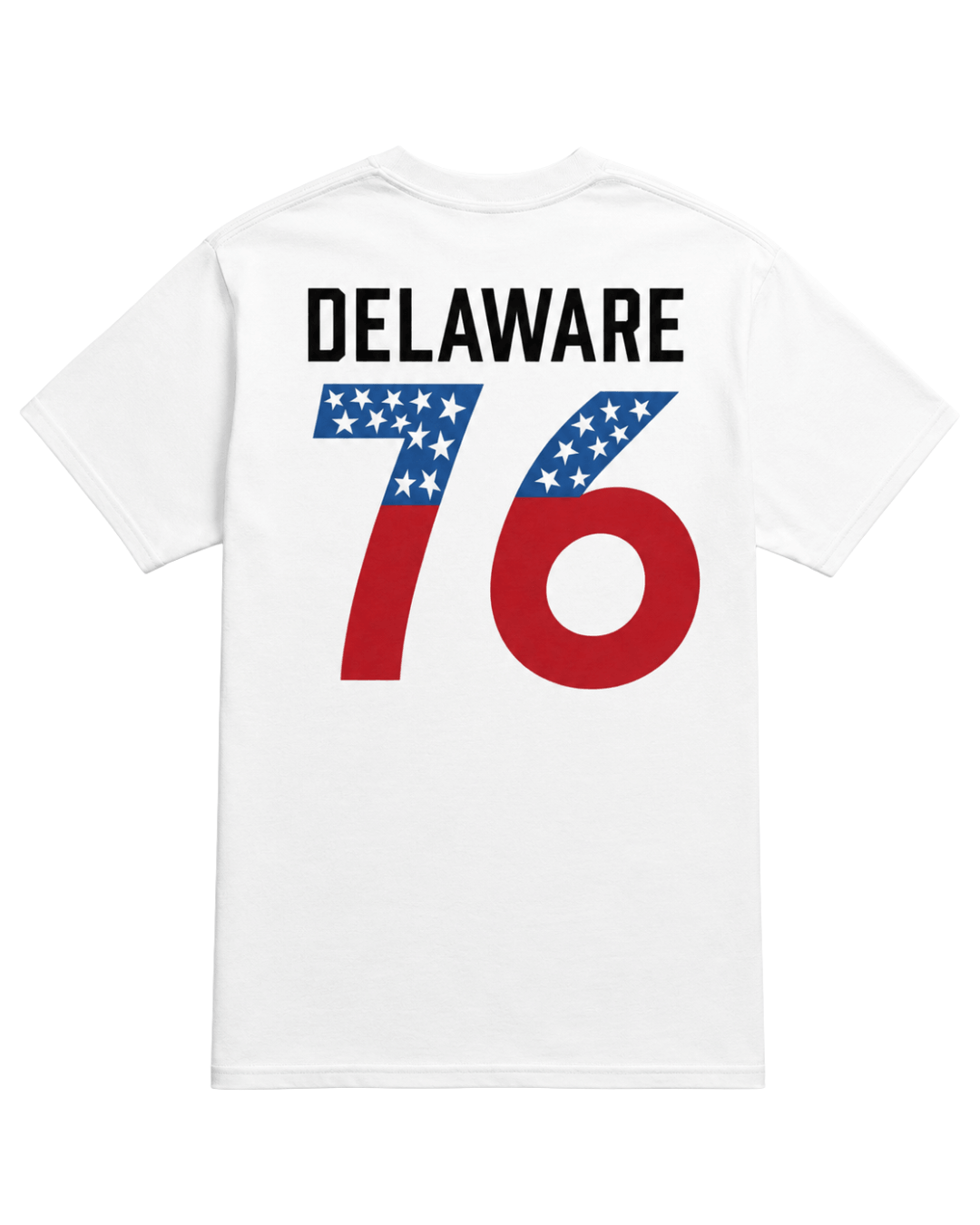 Delaware '76 T-Shirt | Old-school Americana featuring a vintage design with stars and stripes.