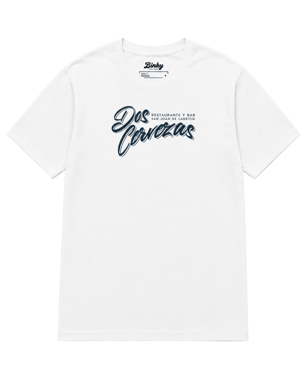 Dos Cervezas T-Shirt | Ibiza Vintage Style featuring a white tee with a stylish graphic design.