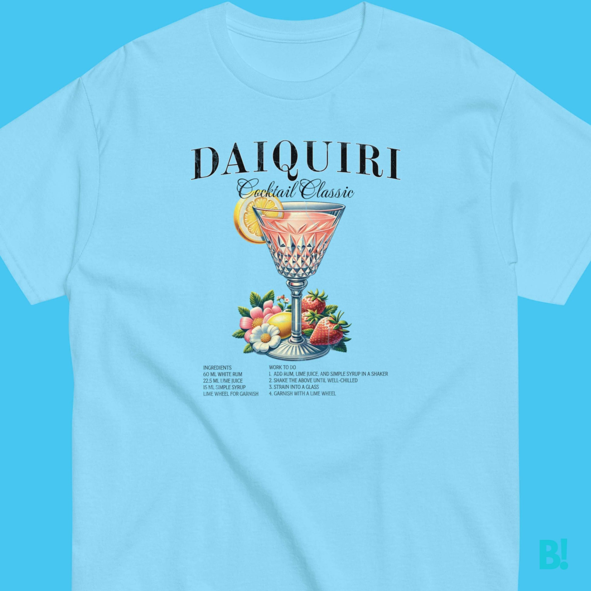 Iconic Daiquiri T-Shirt - B!NKY Comfywear Elevate your style with the Iconic Daiquiri Cocktail T-Shirt. 100% Cotton, unisex, available in 5 colors. Perfect blend of charm & sophistication. €29.50 B!NKY Comfywear