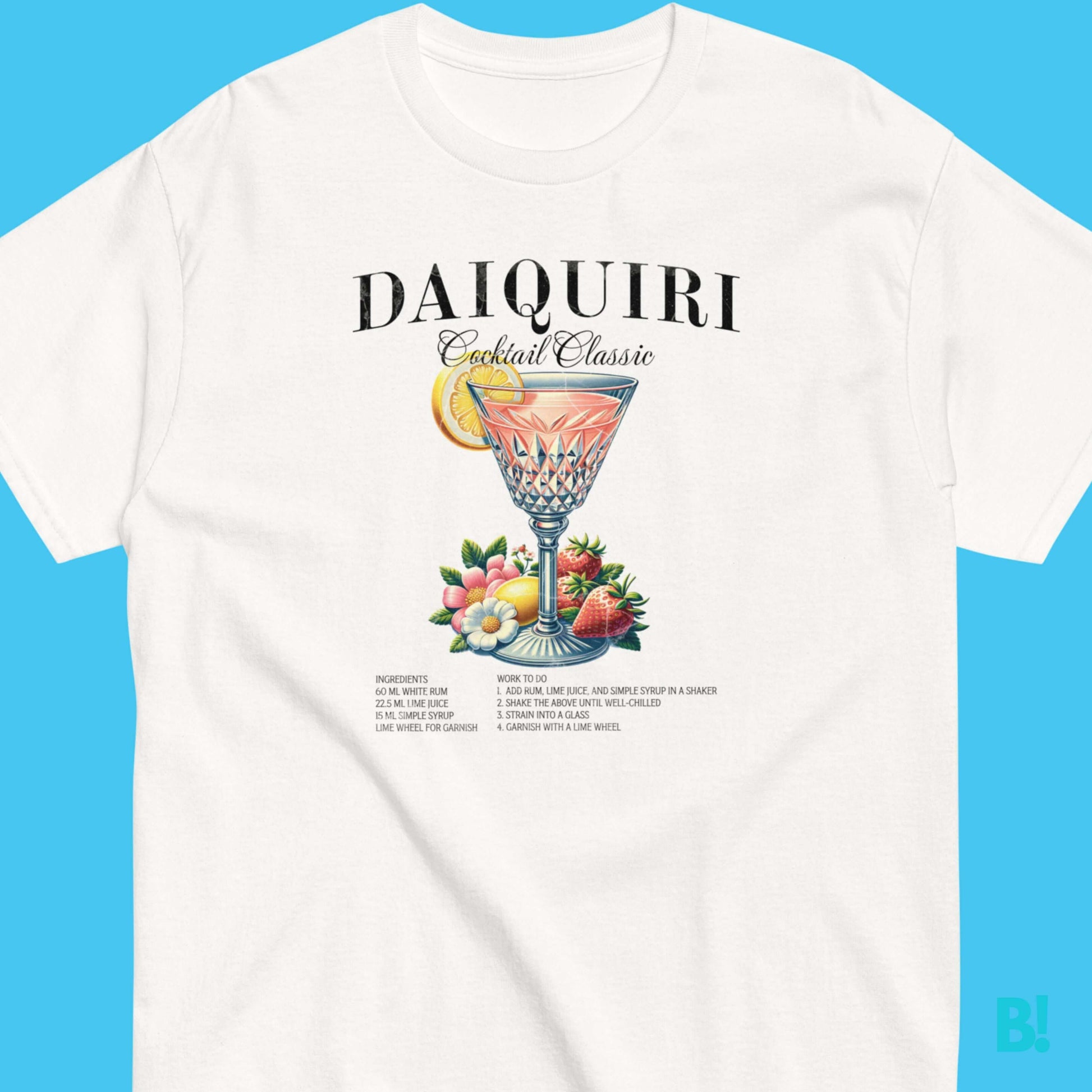 Iconic Daiquiri T-Shirt - B!NKY Comfywear Elevate your style with the Iconic Daiquiri Cocktail T-Shirt. 100% Cotton, unisex, available in 5 colors. Perfect blend of charm & sophistication. €29.50 B!NKY Comfywear