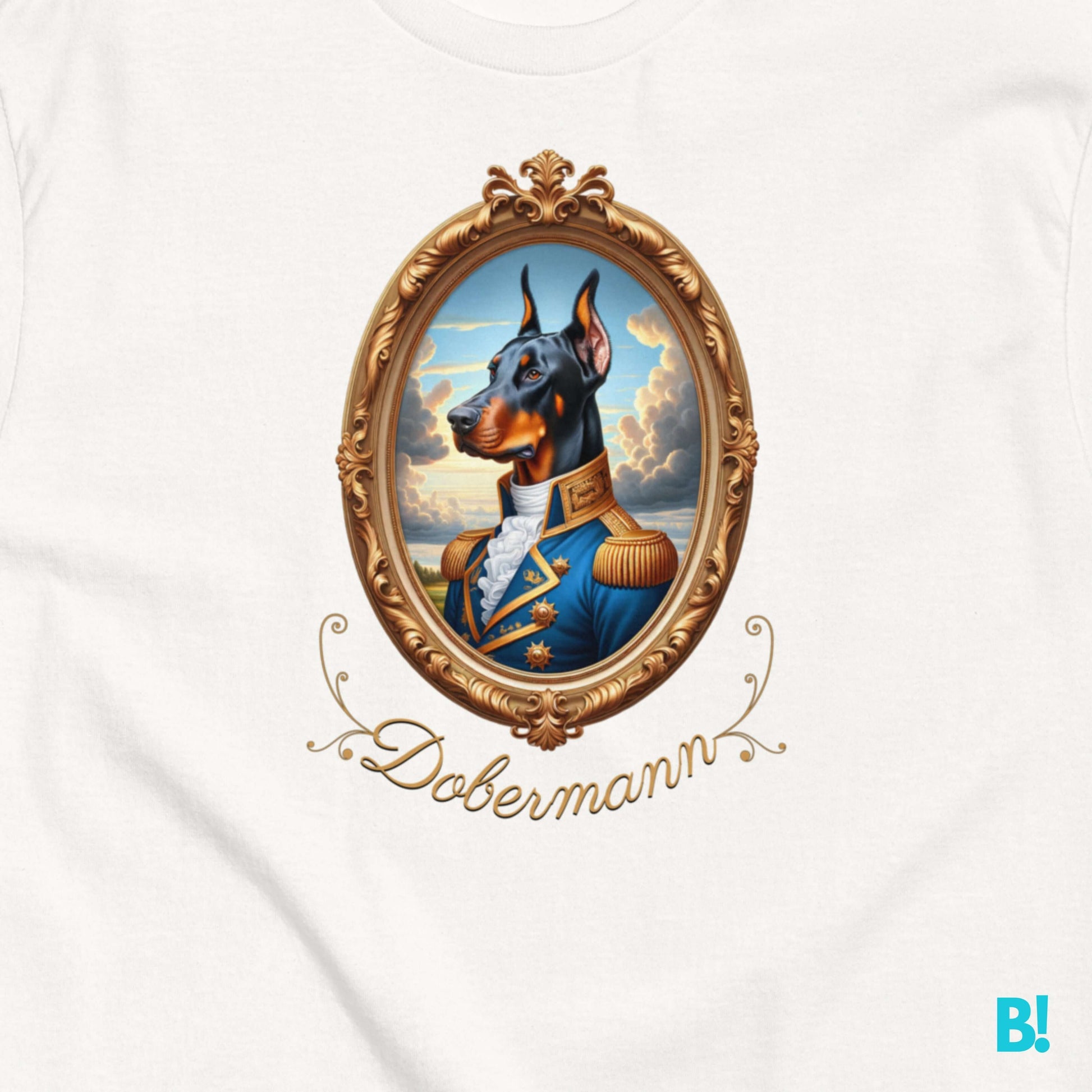 Dobermann Napoleon Portrait T-shirt – Cotton Comfort Show your Dobermann pride with this classic Napoleon dog portrait T-shirt. 100% cotton, available in 7 colors. Perfect for dog lovers! €29.50 B!NKY Comfywear