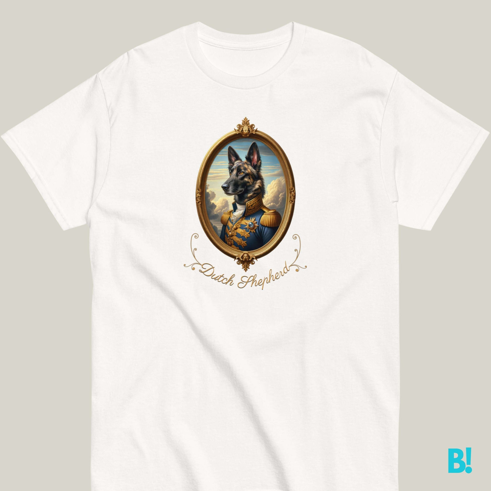 Dutch Shepherd Napoleon Portrait T-shirt – 100% Cotton Proudly wear your Dutch Shepherd on this unique Napoleon dog portrait T-shirt. Soft cotton, 7 stylish colors. Dog lovers’ favorite! €29.50 B!NKY Comfywear