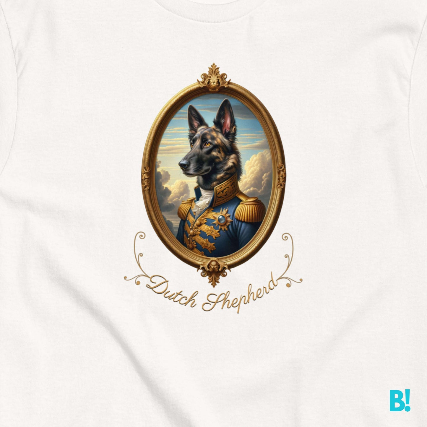 Dutch Shepherd Napoleon Portrait T-shirt – 100% Cotton Proudly wear your Dutch Shepherd on this unique Napoleon dog portrait T-shirt. Soft cotton, 7 stylish colors. Dog lovers’ favorite! €29.50 B!NKY Comfywear