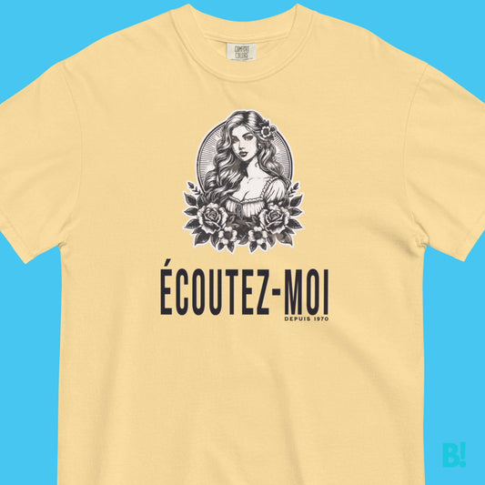 Écoutez-moi T-Shirt: Parisian Chic Meets Rebellion | B!NKY ComfywearPlease listen to me and redefine the boundaries of French fashion & ignite a rebellion against the ordinary with our style full Écoutez-moi T-Shirt. A fusion of Parisian allure and defian