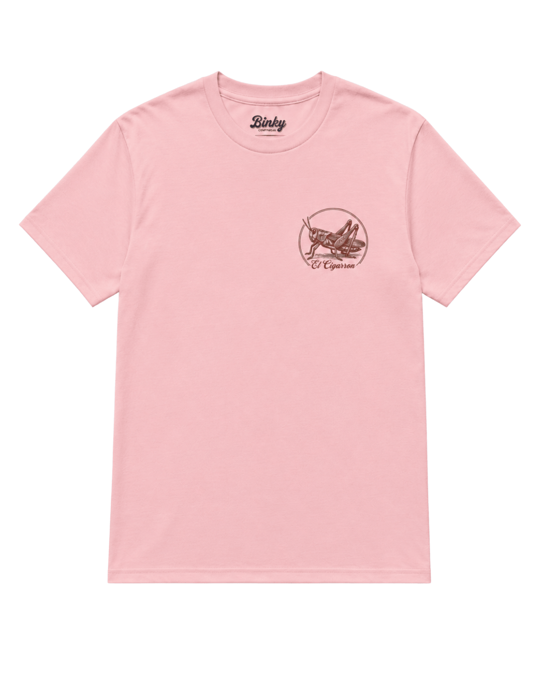 El Cigarron T-Shirt | Sun, Salt & Spirit in light pink with a circular logo design on the chest.