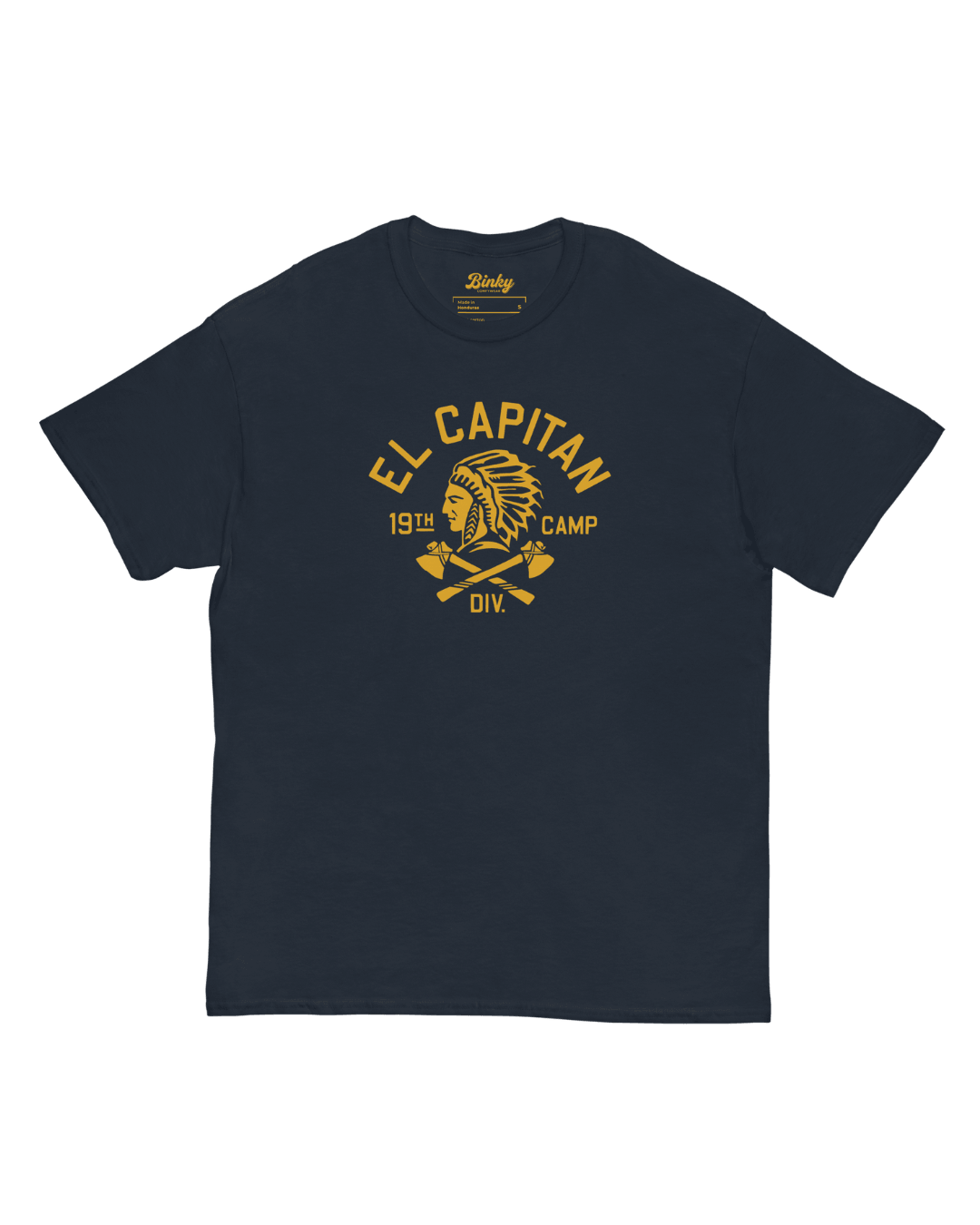El Capitan T-Shirt | Raw Vintage Ink featuring bold graphic design on a navy blue cotton tee.
