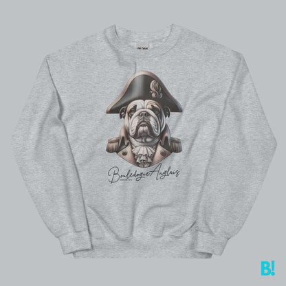 Make a Bold Statement with the Bouledogue Anglais Sweater, featuring an English bulldog dressed as a Napoleon-era officer. 