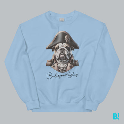 Make a Bold Statement with the Bouledogue Anglais Sweater, featuring an English bulldog dressed as a Napoleon-era officer. 