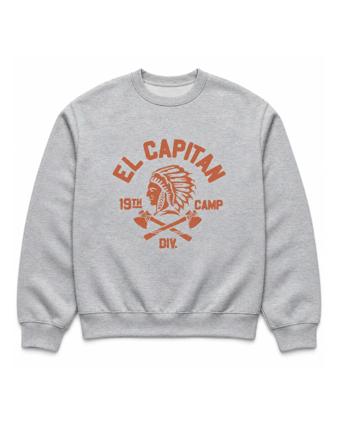 Athletic Heather BINKY El Capitan Heavy Sweater with orange vintage-inspired front graphic